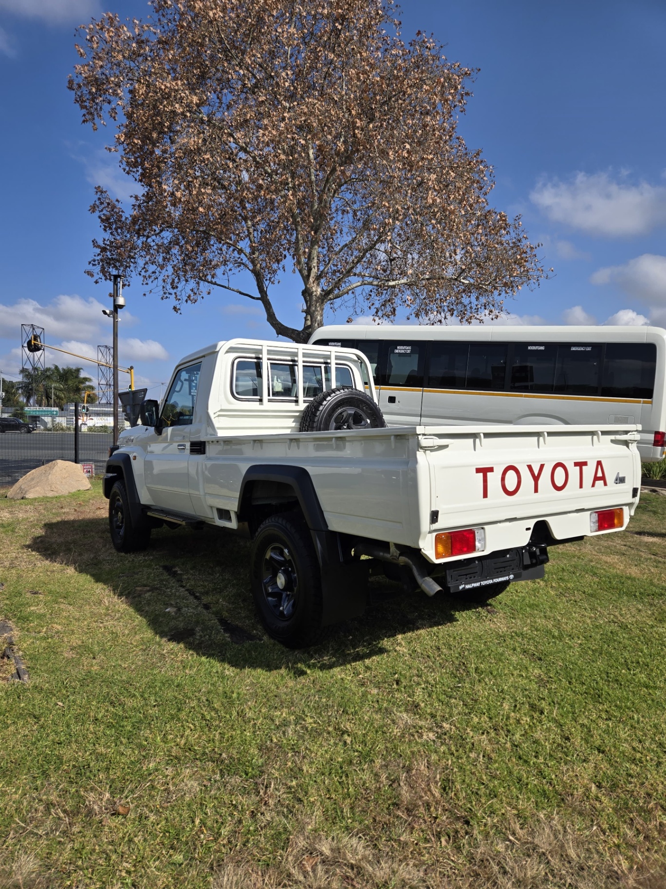 Rear view of a Toyota Land Cruiser 4WD single cab pickup
