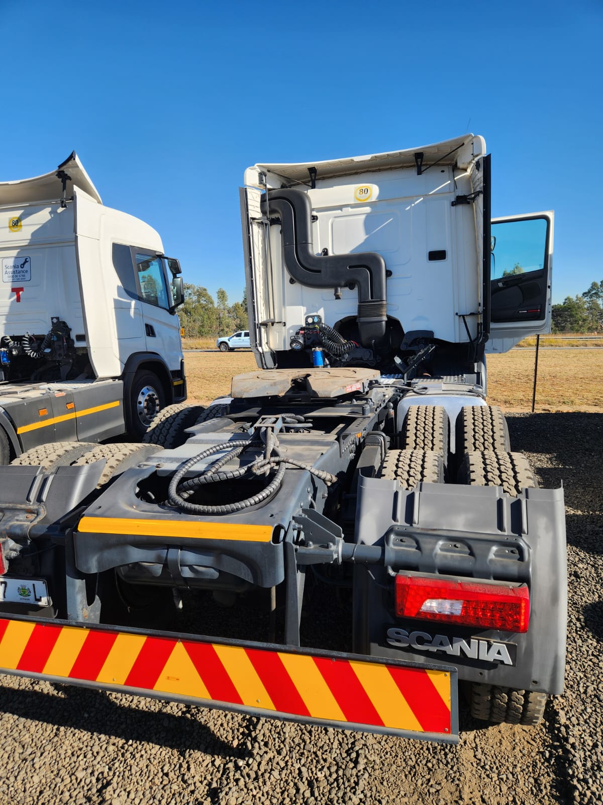 Rear view of Scania truck horses in the export fleet