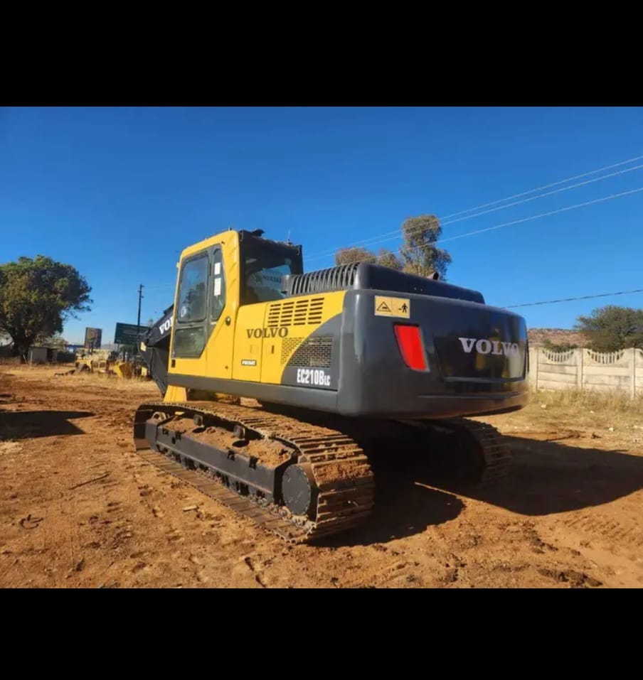 Rear view of a Volvo EC210BLC tracked excavator